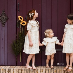 The dress and romper from our CHAMPAGNE collection are entirely decorated with broderie anglaise.

La robe et la barboteuse de notre collection CHAMPAGNE sont entièrement ornées de broderies anglaises.

Pic by @manuelafranjouphoto 

#broderieanglaise #champagne #organic #bachaa #paris